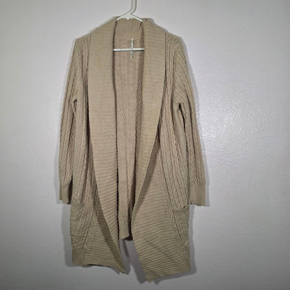 Leo & Nicole Cable Knit Long Cardigan Sweater Beige Taupe Women’s Size L